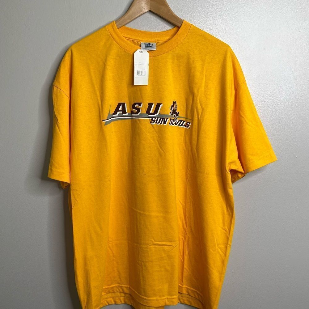 Vintage ASU Sun Devils Men's XL Yellow Graphic T-Shirt 90s Sports Tee